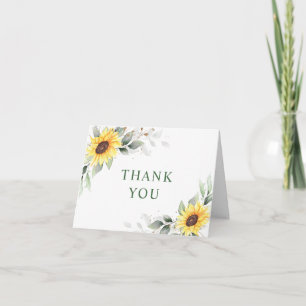 Cartão De Agradecimento Elegante Girassóis Verde Floral