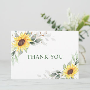 Cartão De Agradecimento Elegante Girassóis Verde Floral