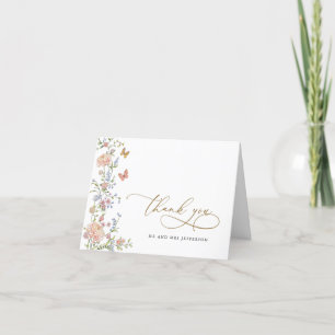Cartão De Agradecimento Elegante Graça Pastel Rosa Floral Casamento Agrade