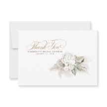 Elegante Grama das Pampas Floral Branco Obrigado