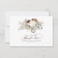Elegante Grama das Pampas Floral Branco Obrigado