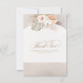 Cartão De Agradecimento Elegante Grama das Pampas Floral Branco Obrigado