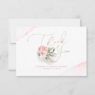 Cartão De Agradecimento Elegante Grama das Pampas Floral Rosa Obrigado
