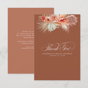 Cartão De Agradecimento Elegante Grama das Pampas Terracota Floral Obrigad