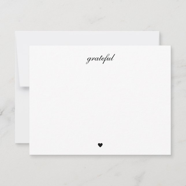 Cartão De Agradecimento Elegante Grateful Heart Simple Script Old Money (Frente)