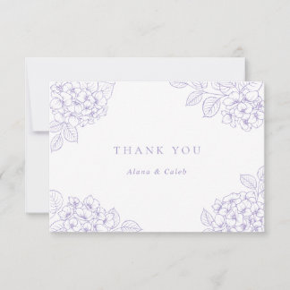 Cartão De Agradecimento Elegante Hortênsia Roxa Floral Casamento Agradecim