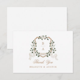 Cartão De Agradecimento Elegante Ivy Greenery White Floral Casamento Crest