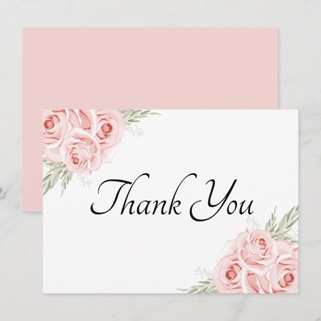 Cartão De Agradecimento Elegante Jardim de Aquarela Floral Rosa Roxa (Frente/Verso)