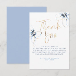 Cartão De Agradecimento Elegante Laço Azul Poeirento Noiva Obrigado