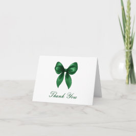 Cartão De Agradecimento Elegante Laço Verde Esmeralda Ela Está Se Casando