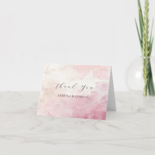 Cartão De Agradecimento Elegante Lavagem de Aquarela Rosa Corada
