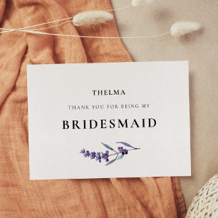 Cartão De Agradecimento Elegante Lavanda Floral Bridesmaid