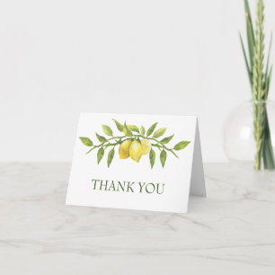 Cartão De Agradecimento Elegante Lemons Watercolor Greenery