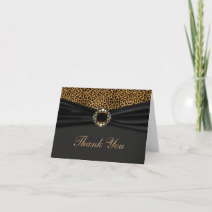 Cartão De Agradecimento Elegante Leopardo Obrigado