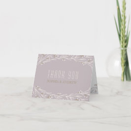 Cartão De Agradecimento Elegante lírio floral lilás casamento rústico obri