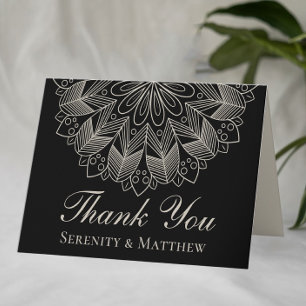 Cartão De Agradecimento Elegante Mandala Henna Indiana Boho Casamento Pret