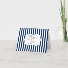 Cartão De Agradecimento Elegante Marinho Blue Strike Obrigado