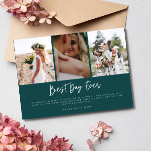 Cartão De Agradecimento Elegante Melhor Dia de Todos Foto Casamento Obriga