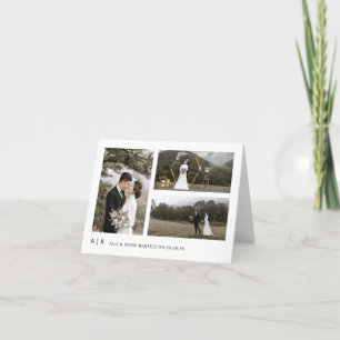 Cartão De Agradecimento Elegante Minimalista Estilo Foto de Casamento Dobl