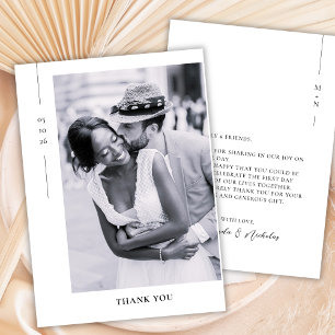 Cartão De Agradecimento Elegante Minimalista Foto de Casamento com Letra P