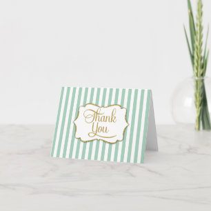 Cartão De Agradecimento Elegante Mint Green Strike Dourado Obrigado