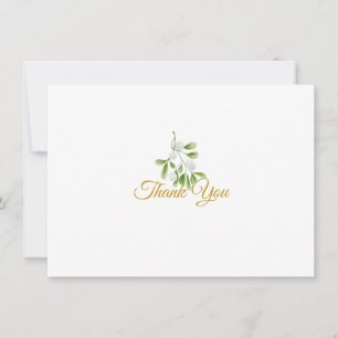 Cartão De Agradecimento Elegante Mistletoe Greenery Dourado Script