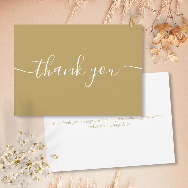 Cartão De Agradecimento Elegante Moderno Simples Chic Grafia (Gold Chic Simple Modern Elegant Script Thank You Card)