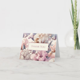 Cartão De Agradecimento Elegante Moderno Único Rosa Floral Macio Bege