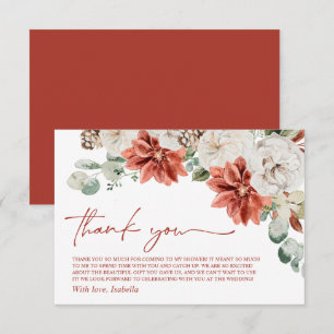 Cartão De Agradecimento Elegante Moderno Vermelho Inverno Natal Chá de Noi