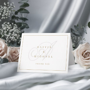 Cartão De Agradecimento Elegante monograma de caligrafia clássica de agrad
