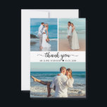 Cartão De Agradecimento Elegante Obrigado Calliografia Collage Casamento<br><div class="desc">Cartões de agradecimentos De Casamento De Colagem Fotográfica 3 Elegante Moderno, Mínimo E Elegante. modelo de cartões de agradecimentos na moda com 3 fotos na frente e 1 foto na parte traseira. Apresentando um texto "Obrigado" em uma letra cursiva escrita com letras maiúsculas de letra maiúscula de texto com letra...</div>