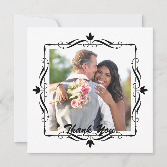 Cartão De Agradecimento Elegante Obrigado Casamento Foto Personalizada (Frente)