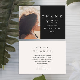 Cartão De Agradecimento Elegante Obrigado Chá de panela Black and Taupe