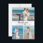 Cartão De Agradecimento Elegante Obrigado Escrevendo Casamento De Colagem<br><div class="desc">Mínimo moderno Elegante Escrito "Obrigado" Script de Cartão de Colagem de Fotos. modelo de cartões de agradecimentos de casamento com três (3) fotos na frente e uma (1) foto na parte traseira. Apresentando um texto "Obrigado" em uma letra cursiva de tipografia com letras de mão ou escrita de caligrafia, em...</div>
