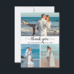 Cartão De Agradecimento Elegante Obrigado Escrevendo Casamento De Colagem<br><div class="desc">Mínimo moderno Elegante Escrito "Obrigado" Script de Cartão de Colagem de Fotos. modelo de cartões de agradecimentos de casamento com três (3) fotos na frente e uma (1) foto na parte traseira. Apresentando um texto "Obrigado" em uma letra cursiva de tipografia com letras de mão ou escrita de caligrafia, em...</div>