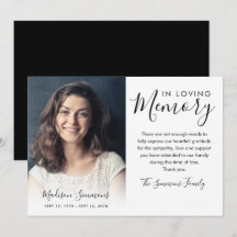 Elegante Obrigado Simpatia Fotográfica Funeral Gri