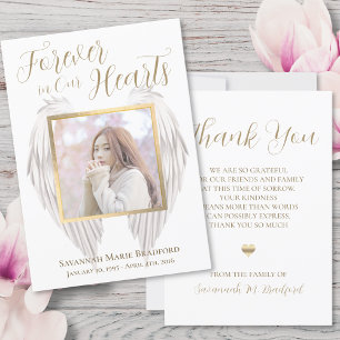 Cartão De Agradecimento Elegante para sempre em nossos corações Angel Wing