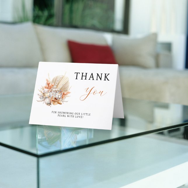 Cartão De Agradecimento Elegante Pearl Seashell (Criador carregado)