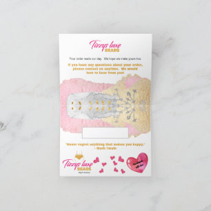 Cartão De Agradecimento Elegante PERSONALIZADO - Joia do Bead Fabricado Ma