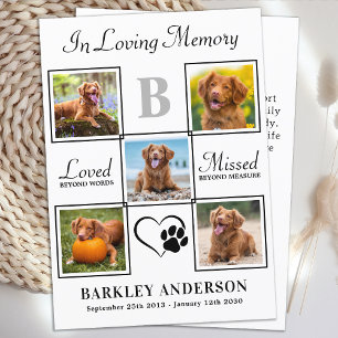 Cartão De Agradecimento Elegante Pet Memorial 5 Colagem Personalizada de F