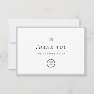 Cartão De Agradecimento Elegante prata floral minimalista