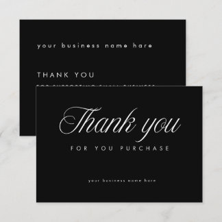Cartão de Agradecimento Elegante Preto para Pequen