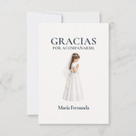 Cartão De Agradecimento Elegante Primera Comunión Menina Rezando