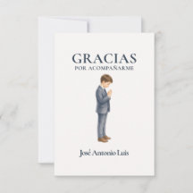 Elegante Primera Comunión Menino Rezando