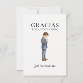 Cartão De Agradecimento Elegante Primera Comunión  Menino Rezando