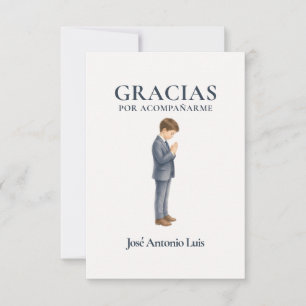 Cartão De Agradecimento Elegante Primera Comunión Menino Rezando