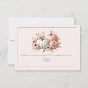 Cartão De Agradecimento Elegante Pumpkin Rosa Queda Rosa Muito Obrigado
