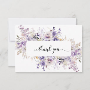 Cartão De Agradecimento Elegante Purple Floral Wreath Simpatia Obrigado