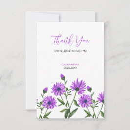 Cartão De Agradecimento Elegante Purple Xeranthemum Floral Obrigado