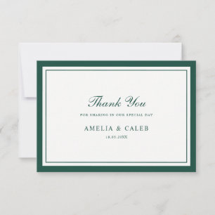 Cartão De Agradecimento Elegante Quadro de Casamento Verde Escuro Agradeci
